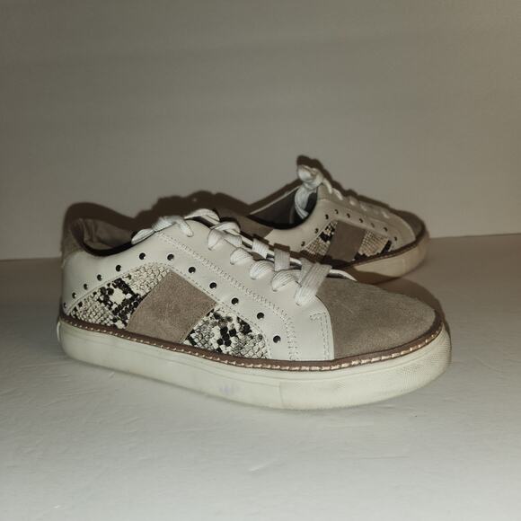 CROWN VINTAGE KALINDA Fashion Sneaker Womens 8M Tan Leather Suede Reptile Boho - Picture 1 of 10